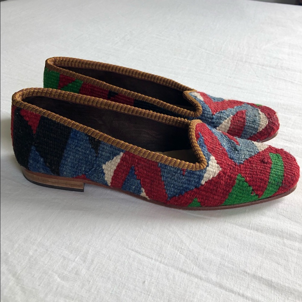 Vintage Moroccan Kilim Flats, re-soled